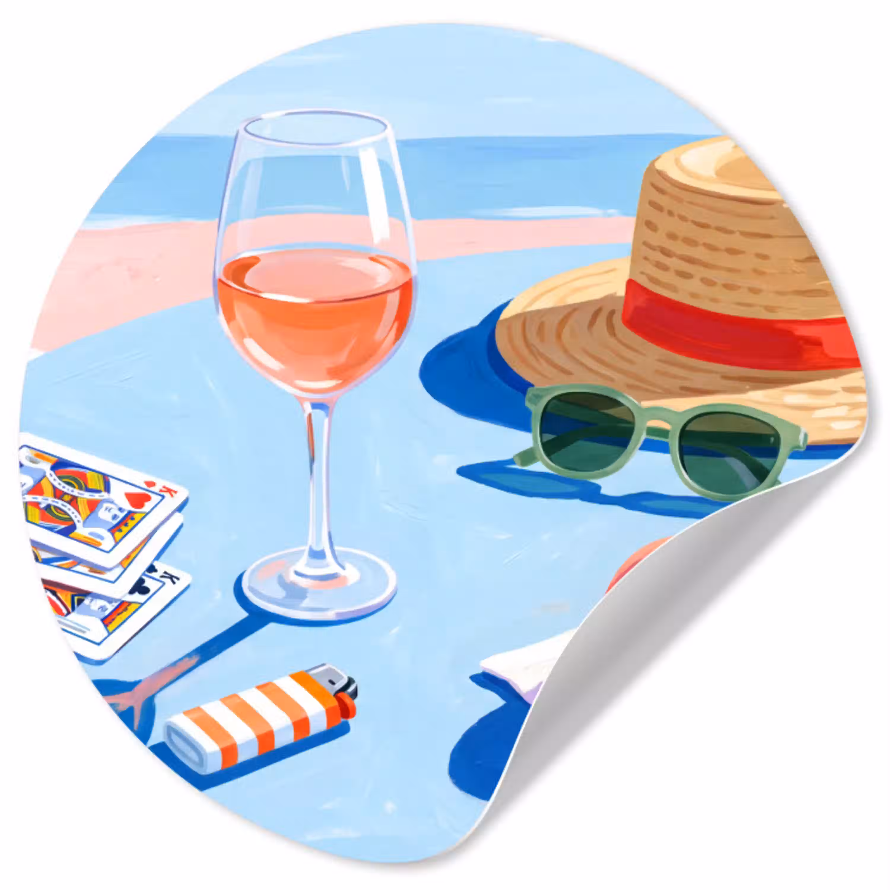 Strand - Picknick - Zomer Wandcirkel behangsticker klein -3d