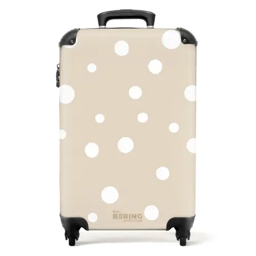 Beige achtergrond met witte stippen NBS - Handbagage koffer - Unisex middel -productfoto_recht