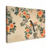 Vogel - Tak - Bloemen - Oranje Tuinposter op houten frame 2 cm dik klein -3d