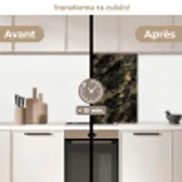 Marmer - Zwart - Goud keuken achterwand 2 middel 865 -voor-na2_FR
