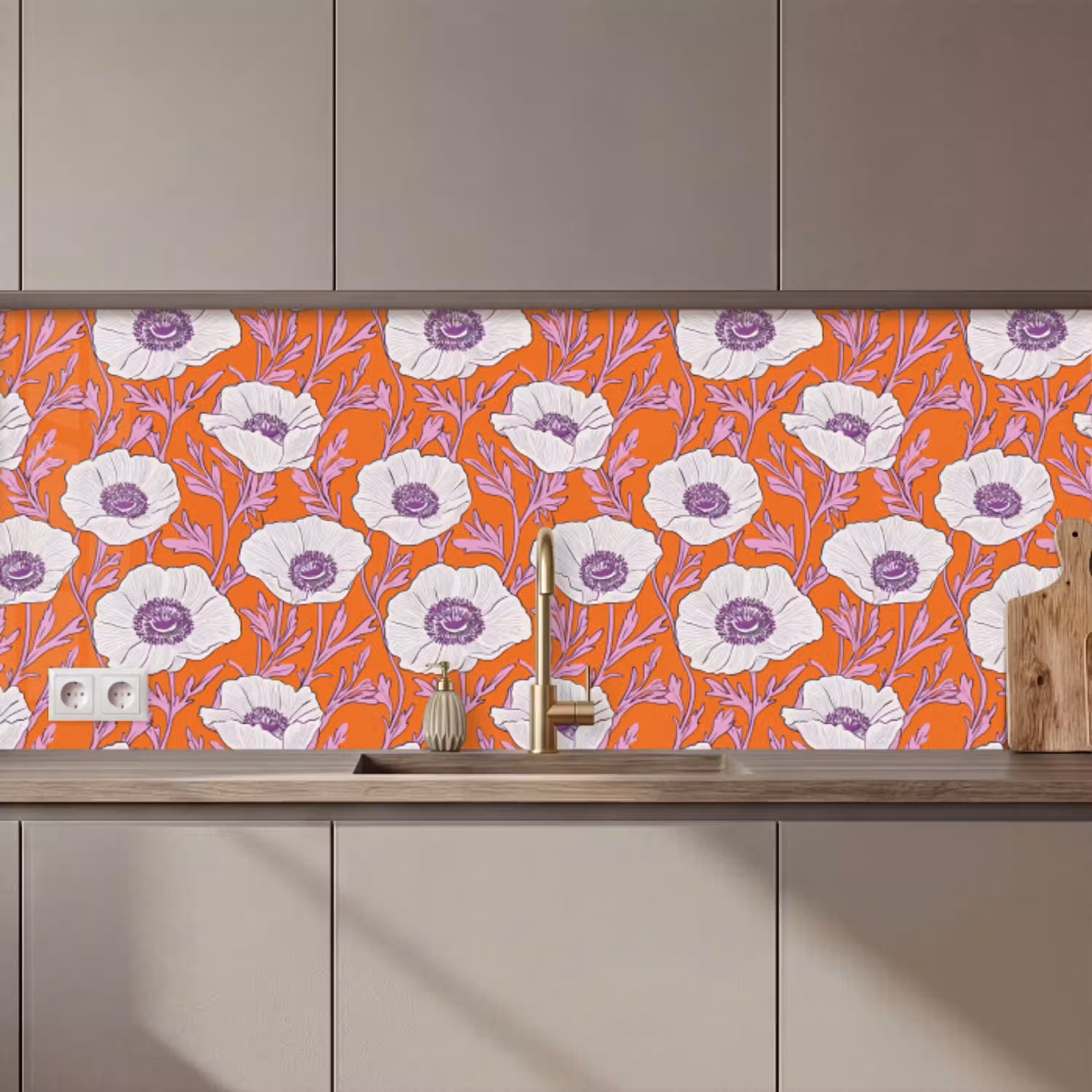 Bloemen - Grafisch - Oranje keuken achterwand 2 middel 871 zz_3dshopping