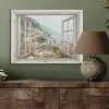 Doorkijk - Italië - Bloemen - Zee - Kust - Stad - Bergen PET vilt klein -sfeer2