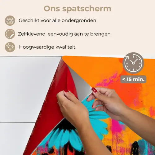 Zonnebloemen - Abstract - Oranje keuken achterwand spatscherm klein -spatscherm_NL