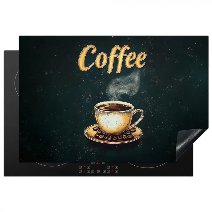 Koffie - Schotel - Koffiebonen - Retro Inductie beschermer vinyl 3mm klein -3d