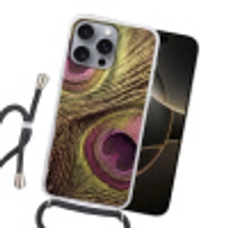 Pauw - Veren - Paars - Groen Hoesje iPhone 16 Pro Max met koord klein -sfeer1