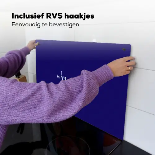 Why not - Blauw - Handgeschreven Inductie beschemer met haakjes klein -ky-ophangen-nl