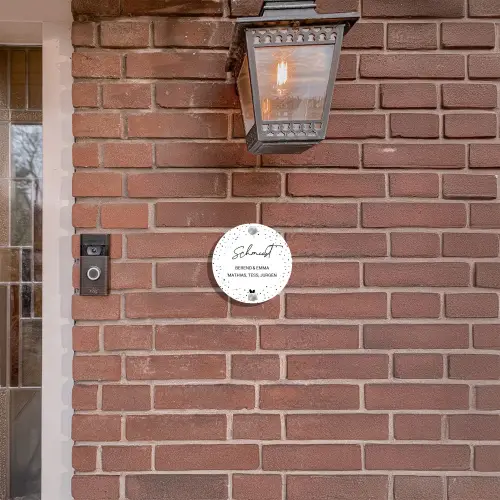 Wit met stippen - Sierlijk Naambord Rond klein -sfeer7-rond-XS