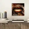Goud - Lippen - Kunst aluminium wit klein -sfeer1