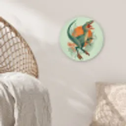 Dino - Bladeren - Grafisch - Groen Wandcirkel kunststof plaat 5mm dik klein -sfeer5