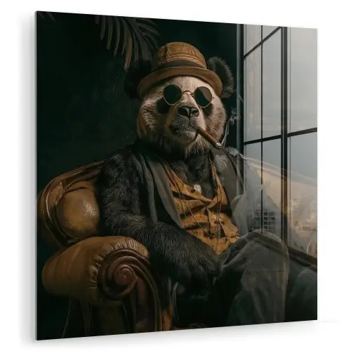 Panda - Hoed - Bril - Pak plexiglas 5mm klein -zzzproduct_nieuw