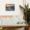 Waterval - Planten - Mos - Landschap - Zonsondergang - Rots tuinposter los doek klein -sfeer7