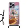 Pink - City - Bloemen Hoesje iPhone 16 Pro Max met koord klein -3d