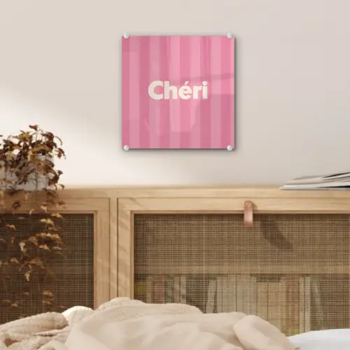 Gestreept - Roze - Chéri plexiglas 5mm klein -sfeer4