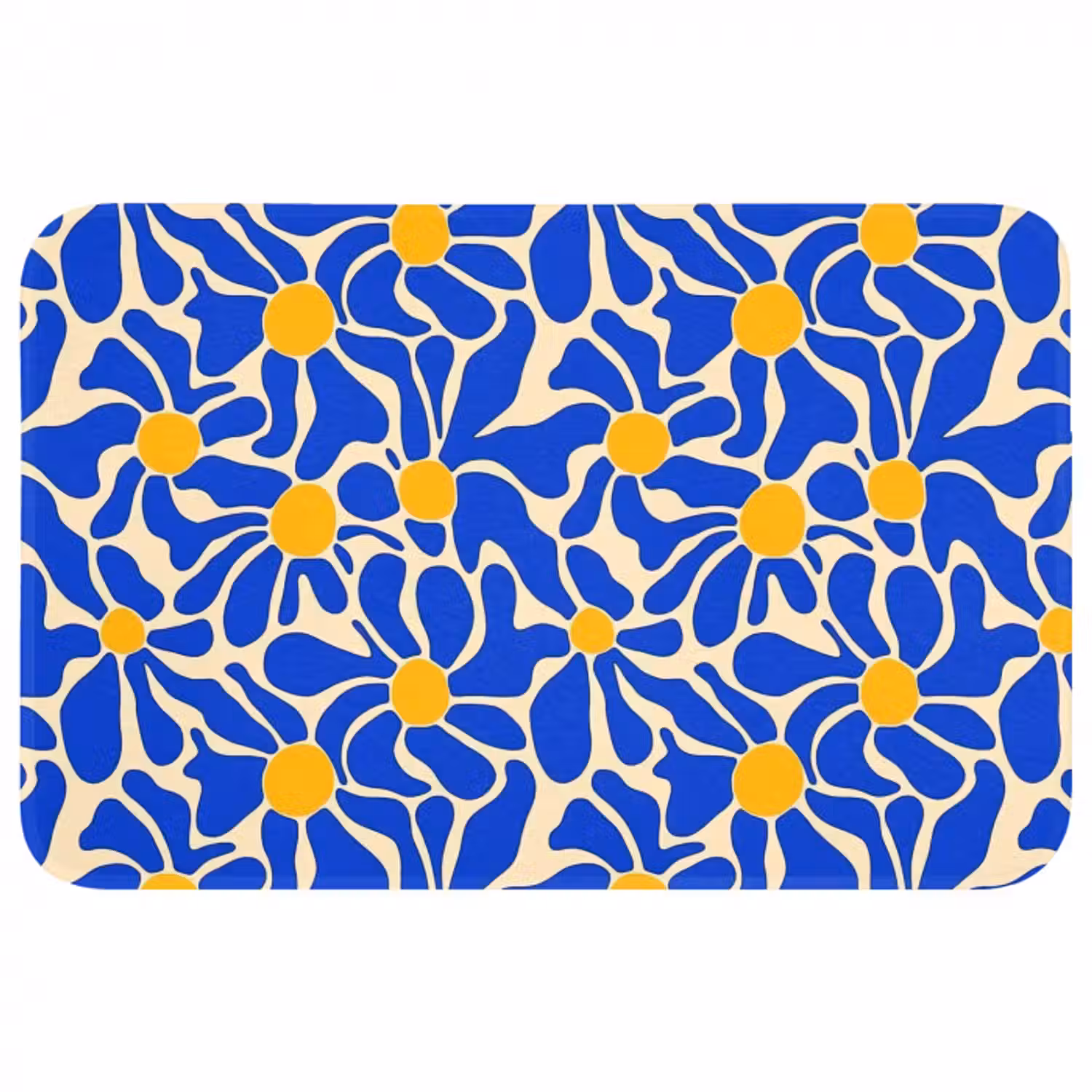 Badematte - Abstrakt - Blume - Blau