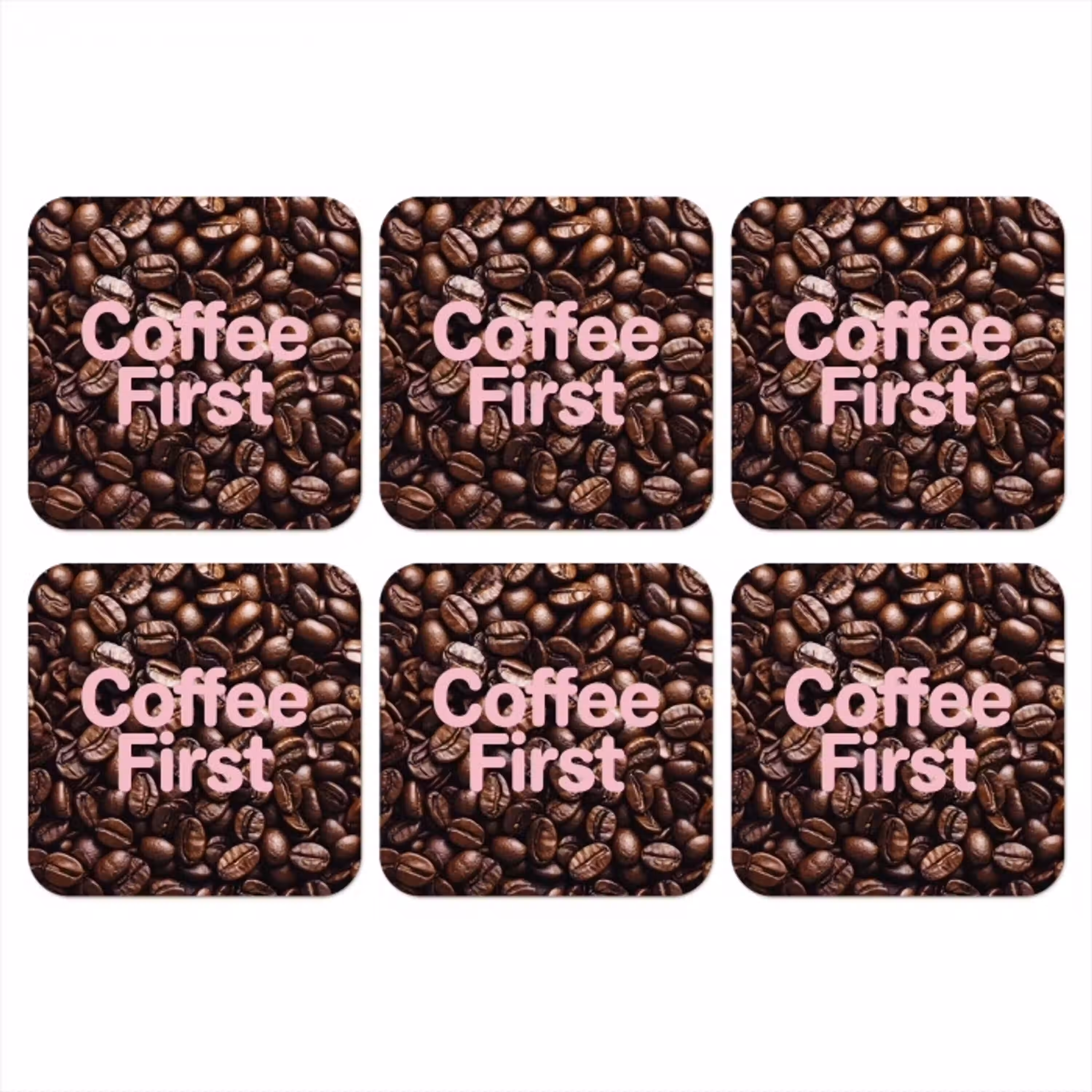 Coffee First - Koffiebonen - Roze onderzetter kurk middel -3d