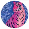 Tijger - Roze - Bladeren - Jungle Wandcirkel plexiglas klein -3d