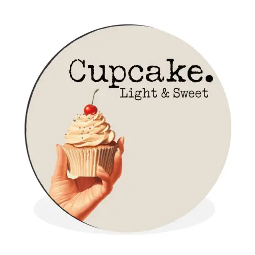 Cupcake - Zoet - Kers Wandcirkel aluminium klein -3d