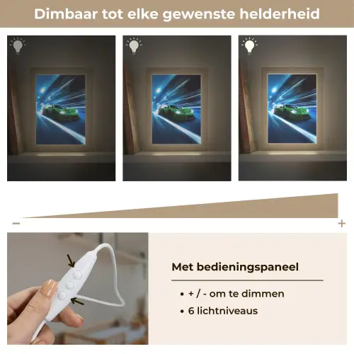 Groene racewagen - Blauw - Neon - Licht Light Box met kabel klein -USP_dimbaarNL