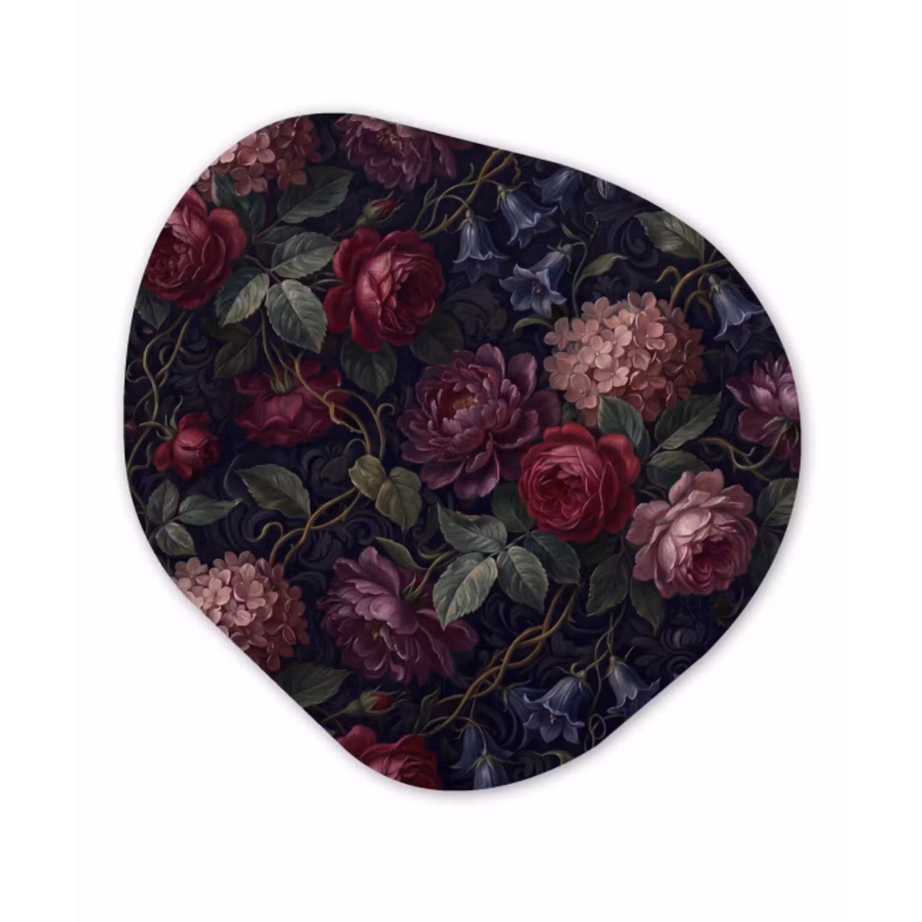 Bloemen - Rood - Klassiek - Donker - Patroon Wandcirkel Organisch Forex 3mm klein -3d