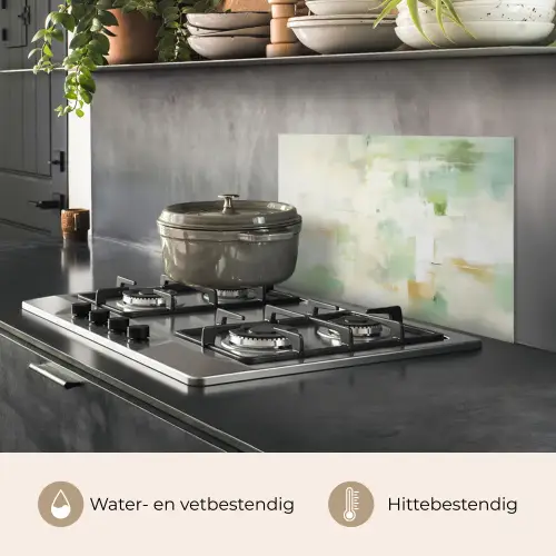Abstract - Kunst - Wit - Groen - Modern keuken achterwand spatscherm klein -usp_NL