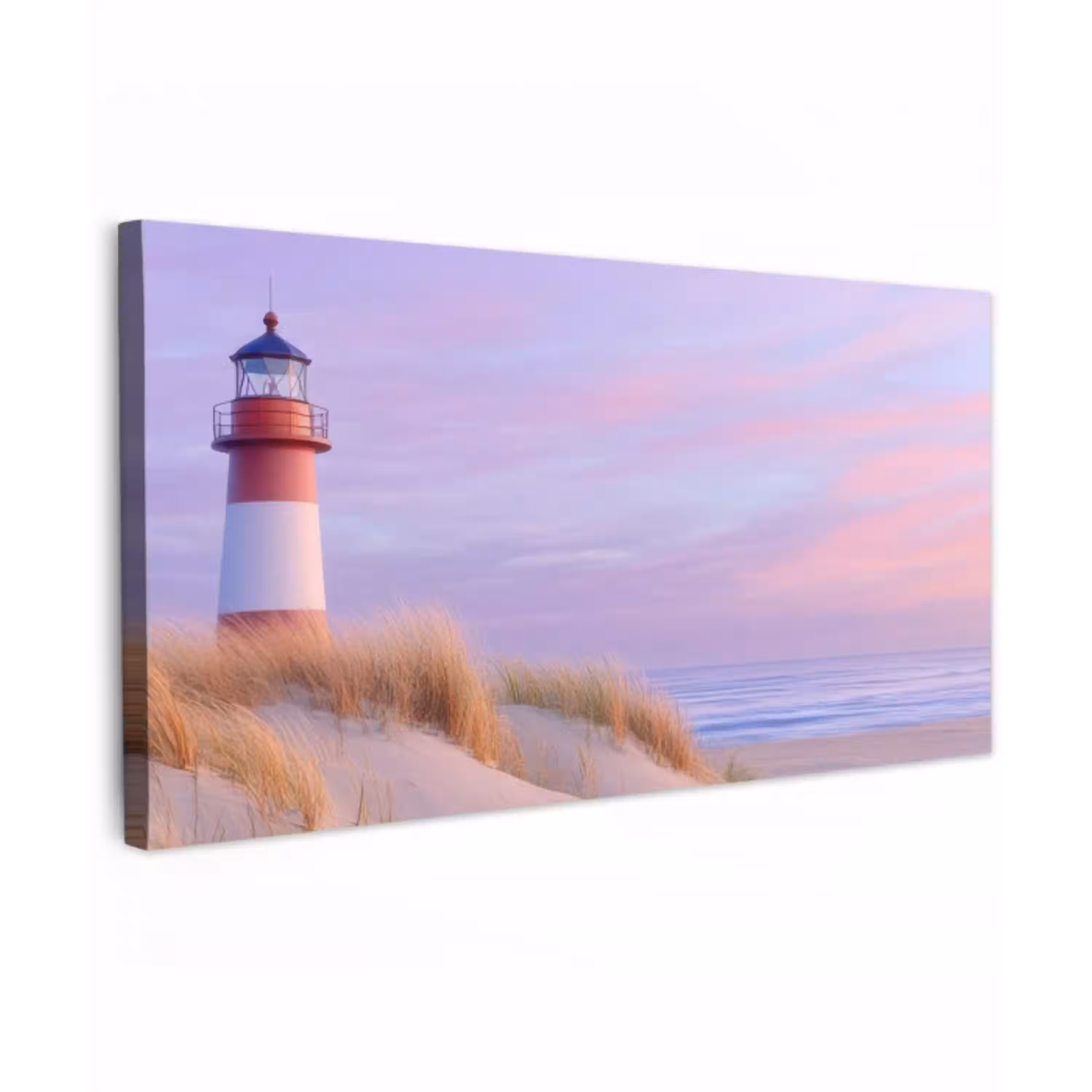 Vuurtoren - Duinen - Zonsondergang Tuinposter op houten frame 2 cm dik xxl -3d