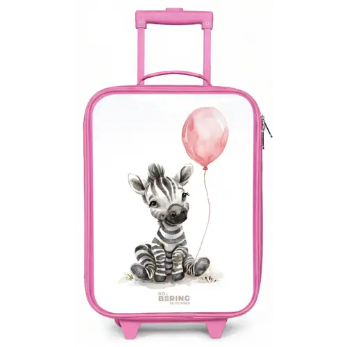 Zebra met roze ballon Kinderkoffer - Roze klein -zz3dotto