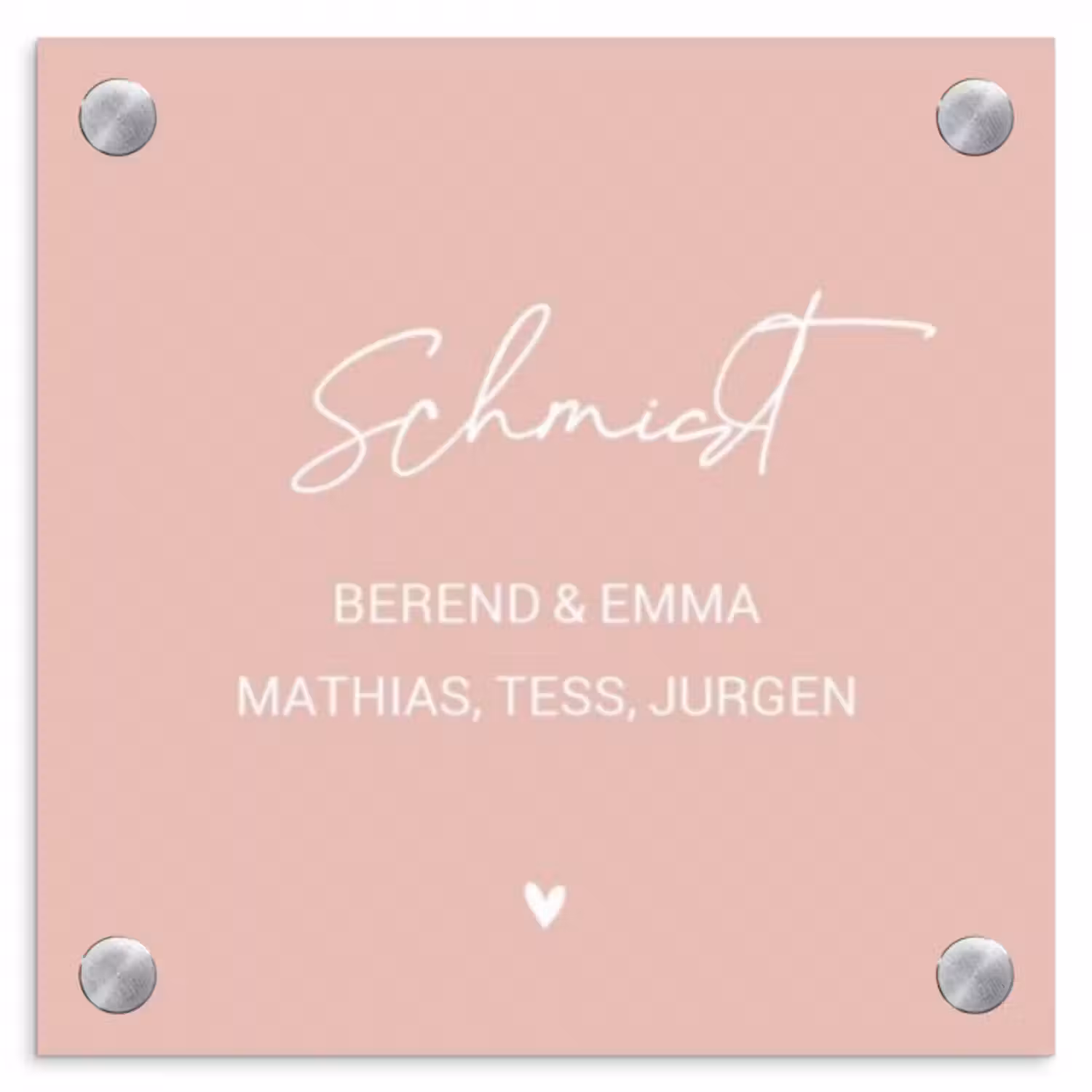 Namensschild Haustür Quadratisch - Einfarbig rosa - Elegant