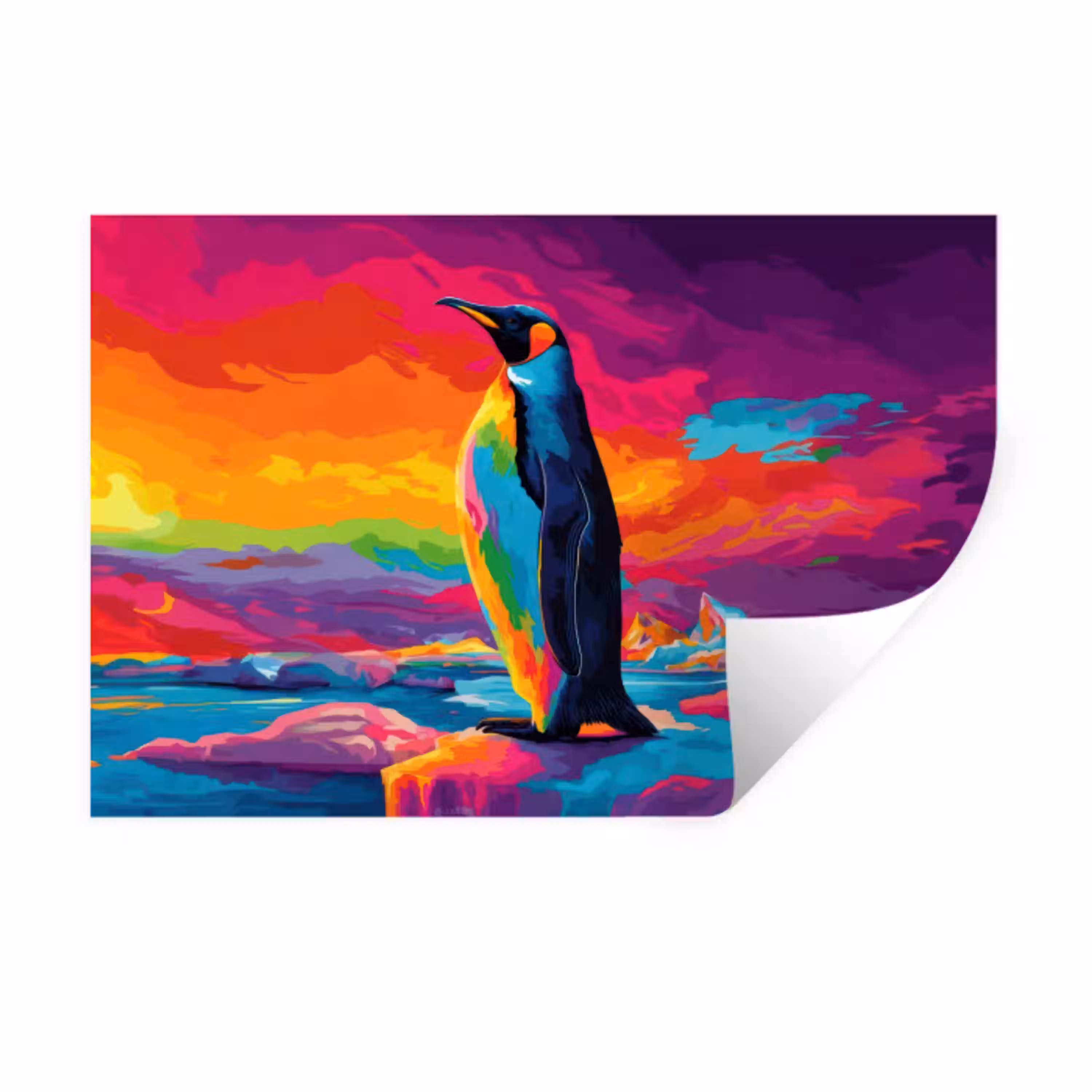 Ijsschots - Pinguïn - Abstract - Lucht Muursticker klein -3d