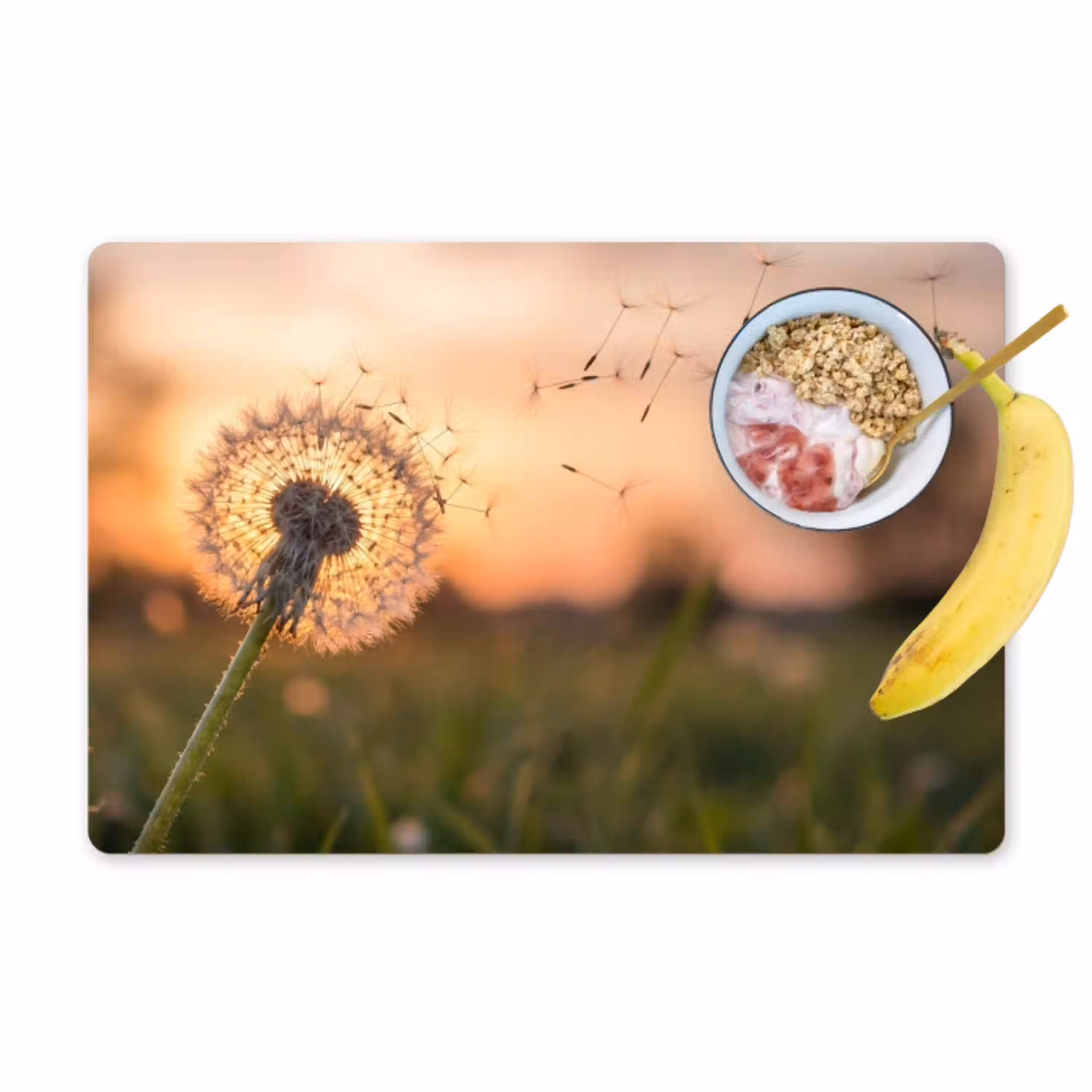 Paardenbloem - Zonsondergang - Veld Placemat vinyl groot -zzzproduct_Kitchenyeah-website