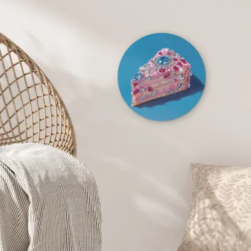 Taart - Edelstenen - Glitters - Roze Akoestische PET Vilt - Rond klein -sfeer4