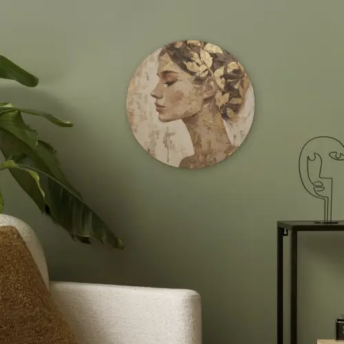 Vrouw - Goud - Abstract - Textuur Akoestische PET Vilt - Rond klein -sfeer2