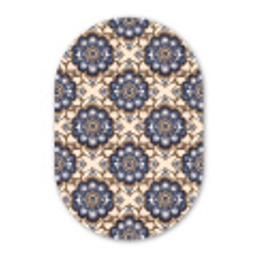 Floraal - Ornament - Blauw Wandcirkel Ovaal Aluminium middel 839 -3d