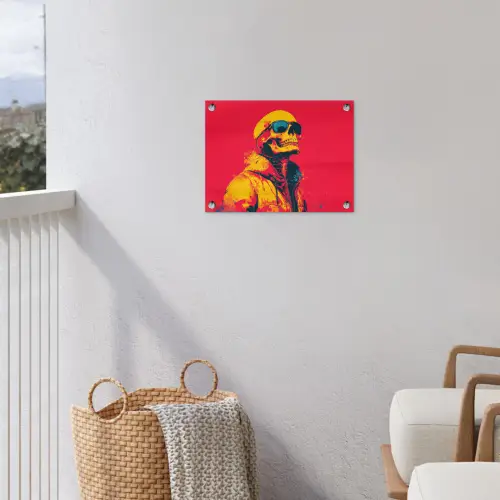 Zonnebril - Schedel - Jas - Rood tuinposter los doek klein -sfeer8