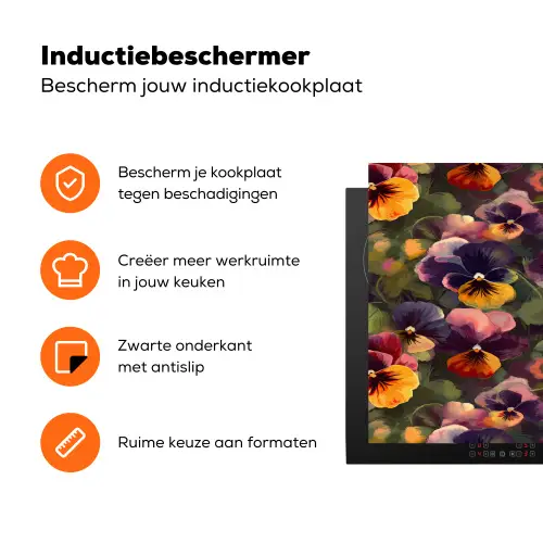 Warm - Patroon - Penseel - Viooltjes Inductie beschermer vinyl 3mm klein 276 -zzzzzzz-td-ups