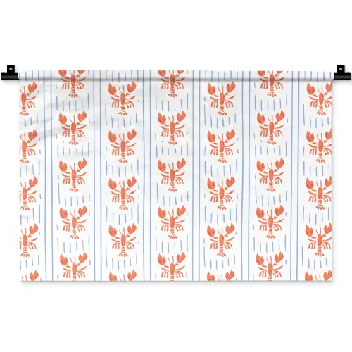 Zee - Kreeft - Oranje - Blauw Wandkleed katoen klein 269 -zz3d