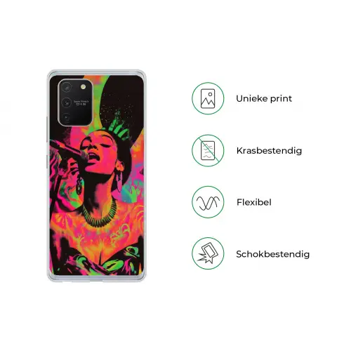 Vrouw - Microfoon - Neon Telefoonhoesje Samsung Galaxy S10 Lite klein -specsS10Lite