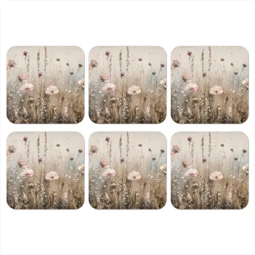 Bloemen - Roze - Modern - Beige onderzetter kurk middel -3d