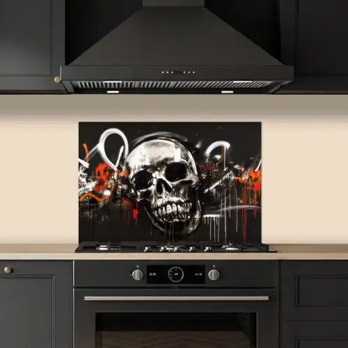 Schedels - Kunst - Donker - Rood keuken achterwand spatscherm klein -sfeer1