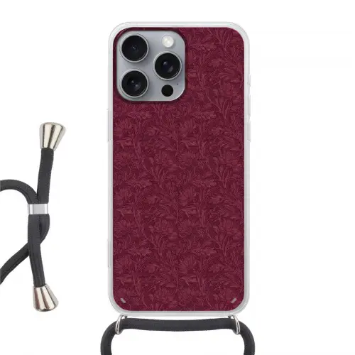 Bladeren - Patroon - Paars Hoesje iPhone 16 Pro Max met koord klein 804 -3d