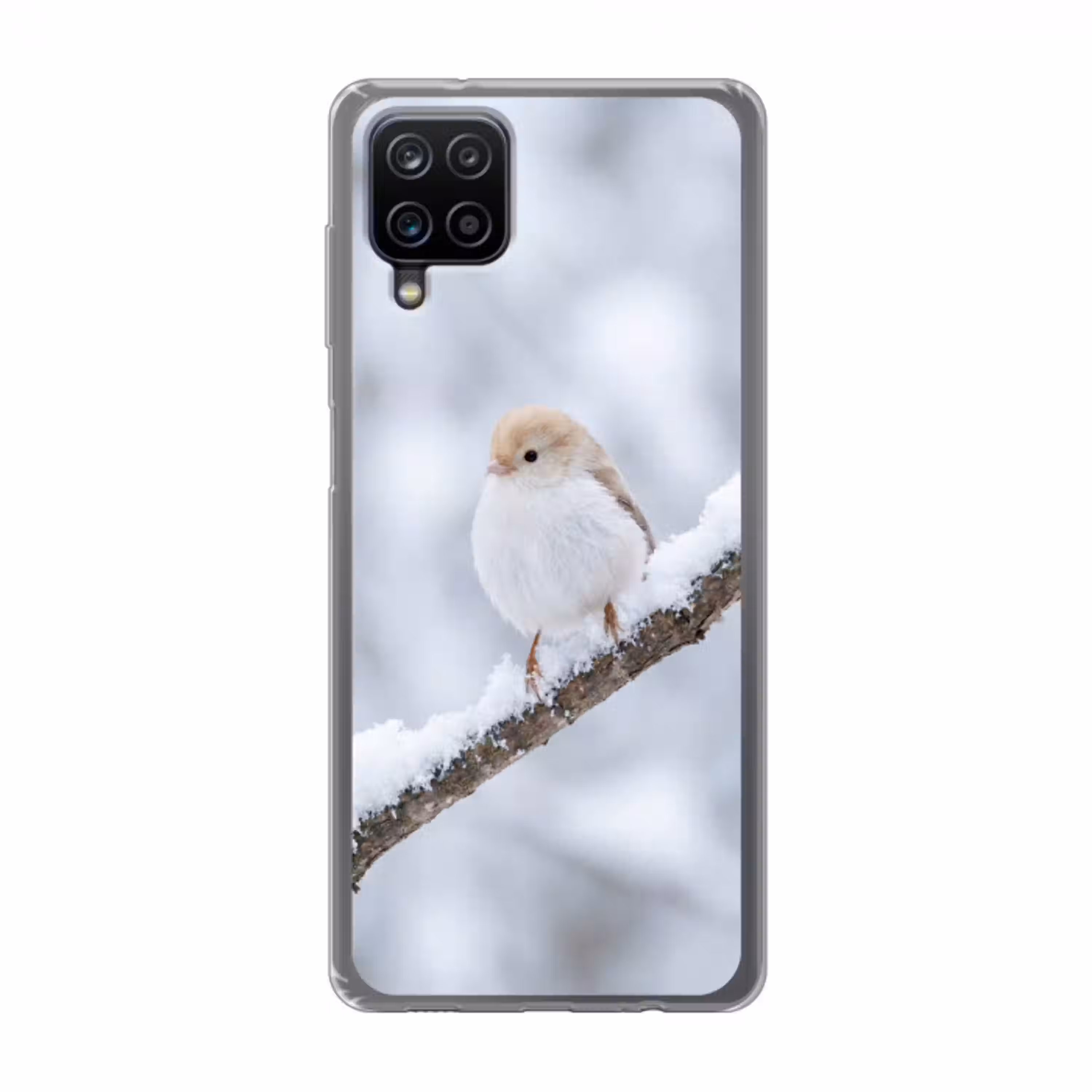 Vogeltje - Sneeuw - Tak - Winter - Zacht Telefoonhoesje Samsung Galaxy A12 klein -3d
