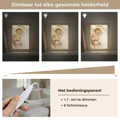 Granen - Hout - Kom - Beige Light Box met kabel (Tafellamp) klein -USP_dimbaarNL