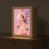 Vrouw - Bloemen - Paars - Abstract Light Box met kabel (Tafellamp) klein -z3d_website