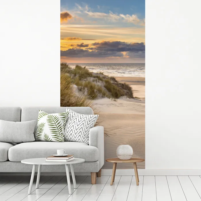 Strand - Duin - Gras - Zonsondergang - Zee fotobehang vinyl groot -woonkamer