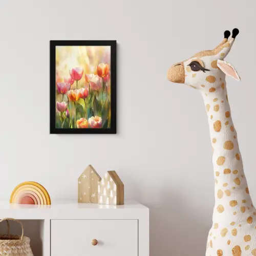 Tulpen - Sprookjesachtig - Kleurrijk fotolijst zwart zonder passe partout klein -usfeer4_kinderkamer