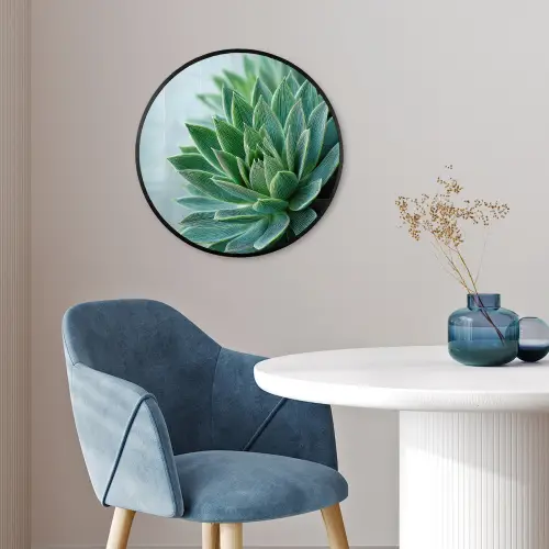 Vetplant - Bladeren - Groen - Wazig Fotolijst rond zonder passe partout klein -sfeer2