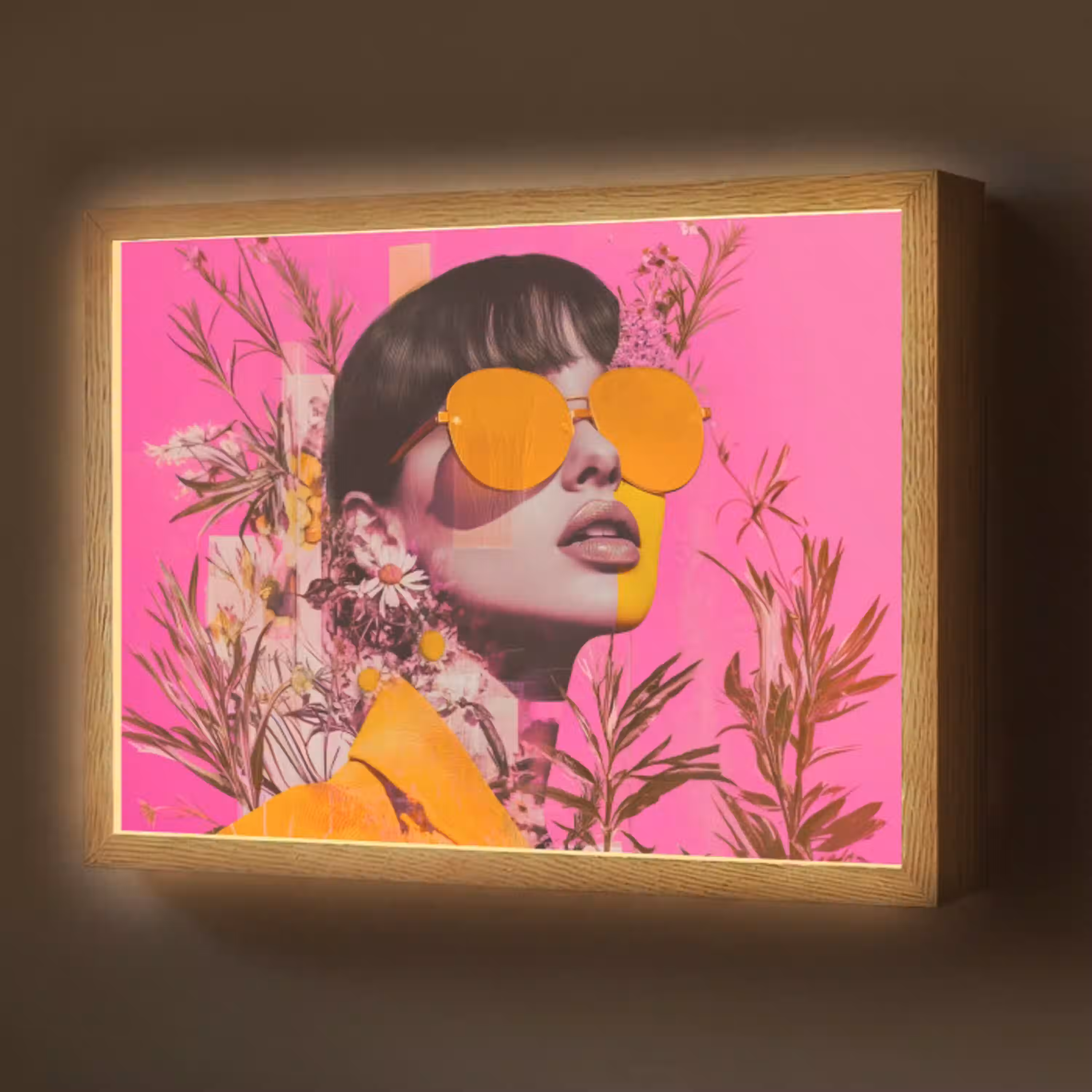 Zonnebril - Oranje - Vrouw - Planten Light Box met batterij (Wandlamp) middel -z3d_website