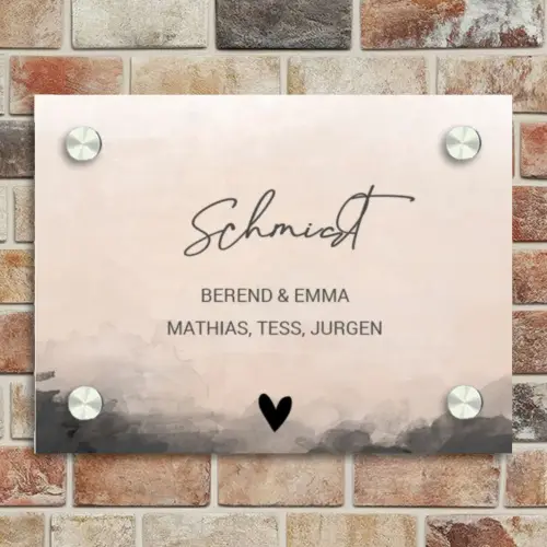 Aquarel - Beige - Sierlijk Naambord Rechthoek middel -sfeer3