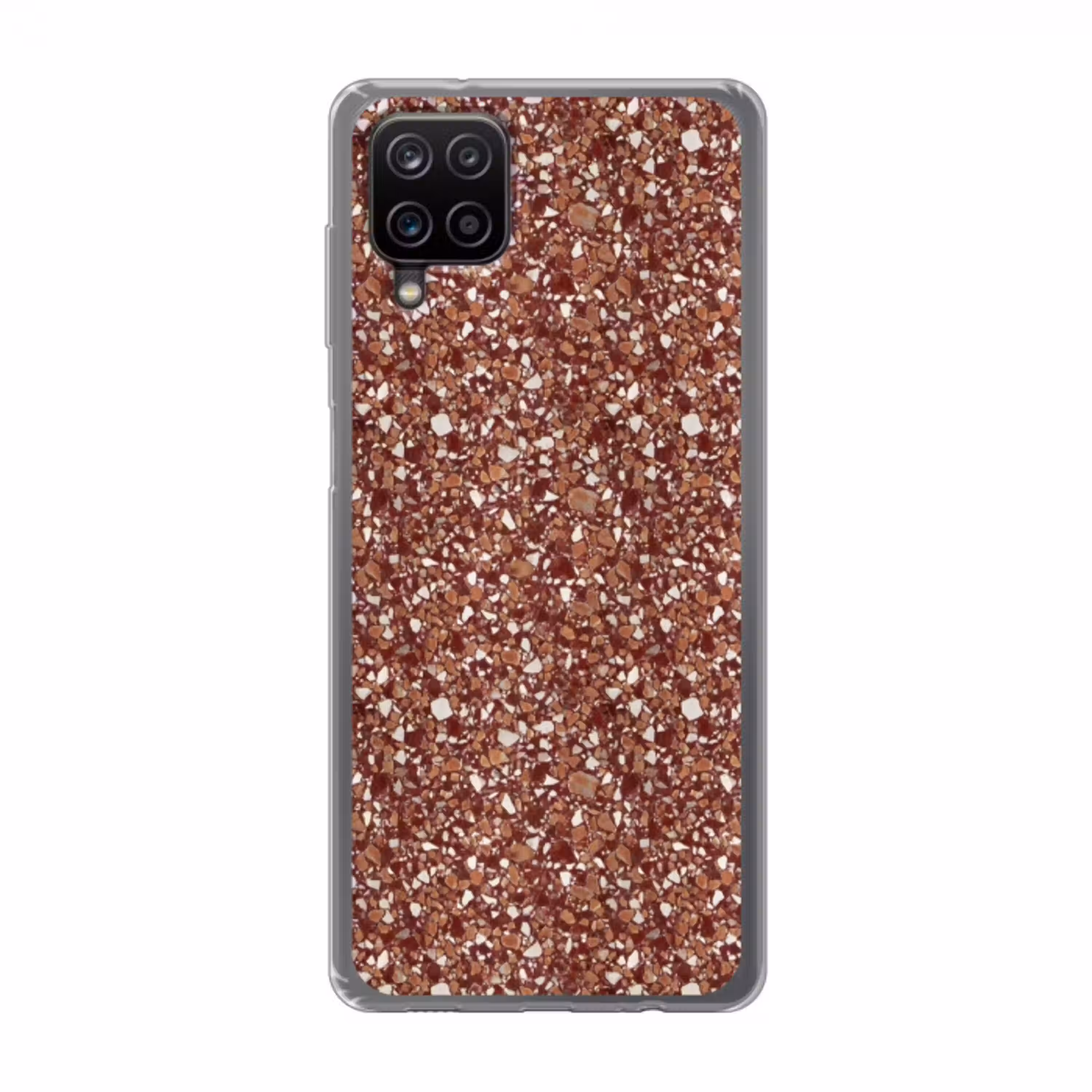 Terrazzo - Patroon - Steentextuur - Roodbruin Telefoonhoesje Samsung Galaxy A12 klein 372 -3d