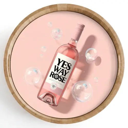 Bubbels - Rosé - Roze Dienblad Rond middel -z3d_shopping