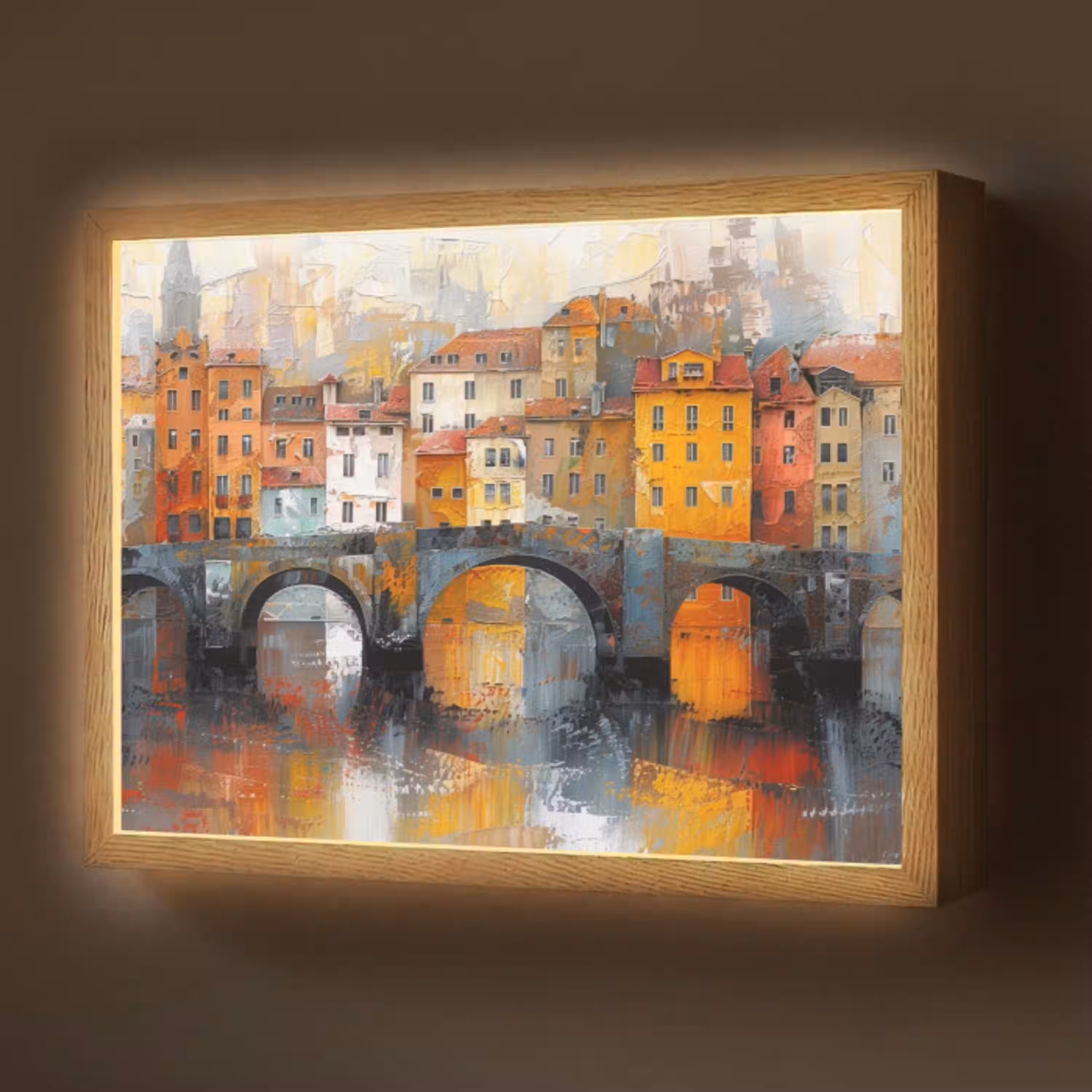 Gracht - Huizen - Kunst - Art Light Box met batterij (Wandlamp) middel -z3d_website